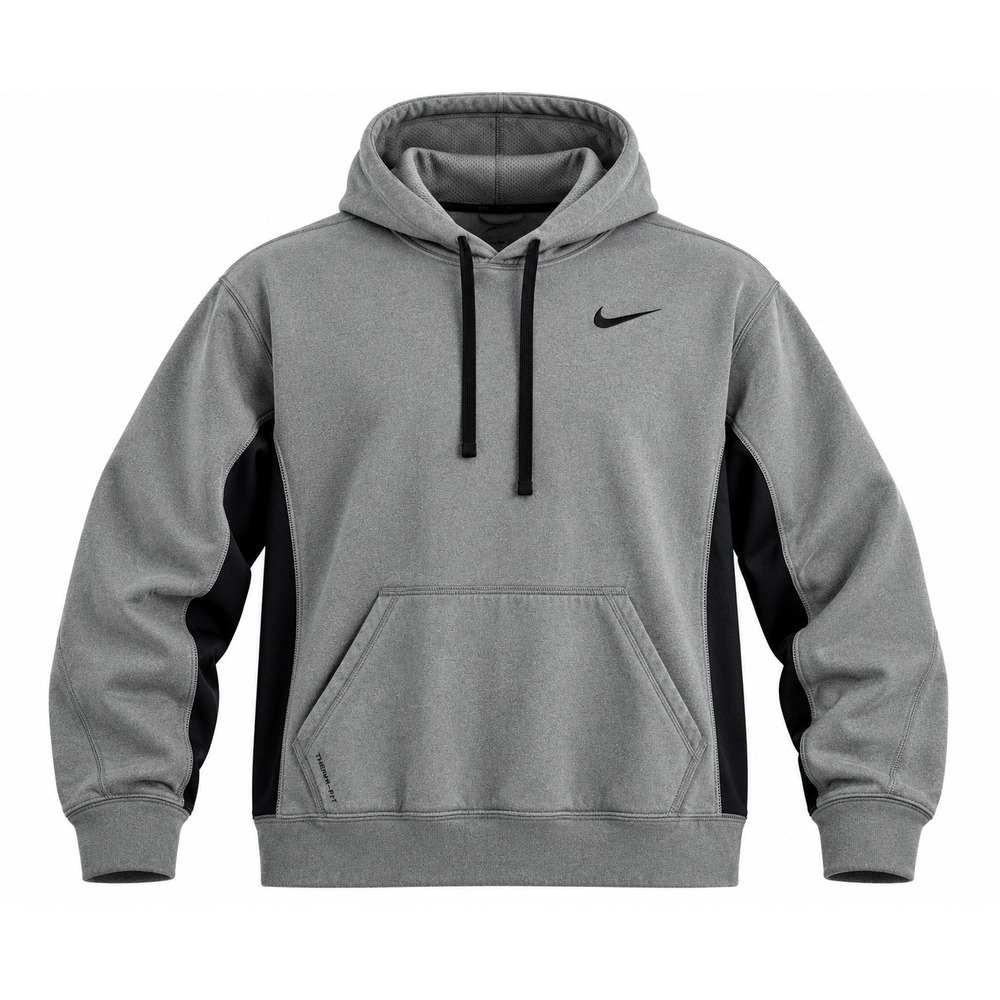 Nike Therma-FIT Mens Medium Gray and Black Training Hoodie Sweatshirt